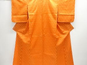 未使用品　井桁絣織り出し手織り紬単衣着物